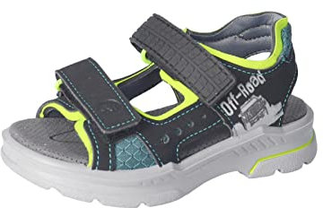 RICOSTA Jungen Sandalen Road,Kinder Sommerschuhe,WMS:Mittel,Freizeitschuhe,offene Schuhe,Strandschuhe,schwarz/Neongelb (090),26 EU