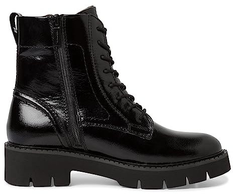 Tamaris COMFORT Damen Stiefeletten zum Schnüren aus Leder Plateau Comfort Fit, Schwarz (Black Patent), 38 EU