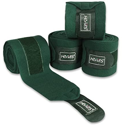 Horses Antipilling-Fleece-Bandagen, grün, zum Schutz des Pferdes, zur Förderung der Aufnahme nach Belastungen und zum Schutz vor Kratzern und Stößen
