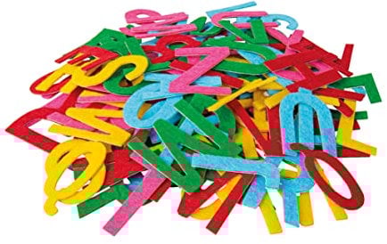 Rayher Filz-Buchstaben, selbstklebend, 4 cm, 130 Stück, bunt, 5 Farben gemischt, Buchstaben Filz zum Aufkleben, 43005999