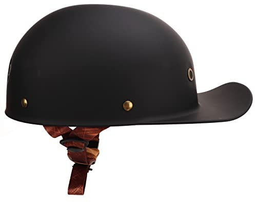 Azusumi Vintage Open Face Motorradhelm, Retro Baseball Halbhelme Herren Damen Cruiser Scooter Matt, Schwarz, Groß