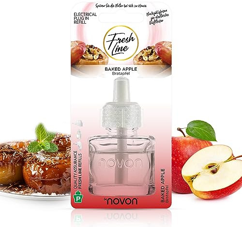 Fresh Line Nachfüllflakons 19ml - Lufterfrischer – Kompatibel mit Air-Wick – Nachfüller für Duftstecker – 12 Düfte zur Auswahl, Duftspender Ersatz, Refill für Duftdiffuser - Baked Apple, 12er Pack