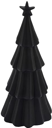 ZauberDeko Dekofigur Tannenbaum mit Sternkrone Polyresin Schwarz Weihnachten Deko 19cm Hoch