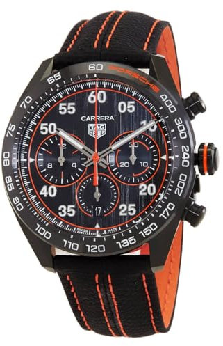 TAG Heuer Carrera X Porsche Orange Racing Chronographe Automatique Cadran Noir Montre Homme CBN2A1M.FC6526, 44 mm, Moderne