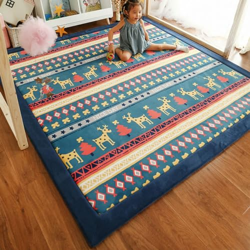 Single tree forest Kinderteppich - 2.5cm Verdickung Korallen Samt Teppich, für Kinderzimmer, Spielzimmer, Babyzimmer-Elk-60 * 120cm