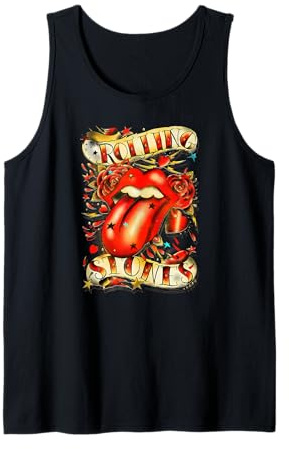 Official Rolling Stones Old School Rose Tattoo Vintage Rock Tank Top