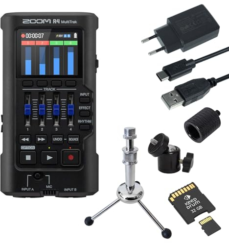 Zoom R4 MultiTrak mobiler 4-Spur Audio-Recorder + keepdrum Zubehör-Set