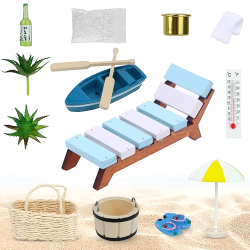 HEDMON 14 Pièces Décoration de Plage Miniature,Accessoires de Sauna Mini Décorations DIY Micro Paysage De Plage Accessoires de Sauna pour la Décoration DIY Soirée à Thème Hawaïenne Maison de poupée