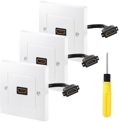 Acmerota Single Port HDMI Wall Socket Single Port HDMI Wall Plate Panel Faceplate AV Audio Wall Face Plate Socket Decorative Face Cover Mount Panel for Hotel Home Office Building Home Theater