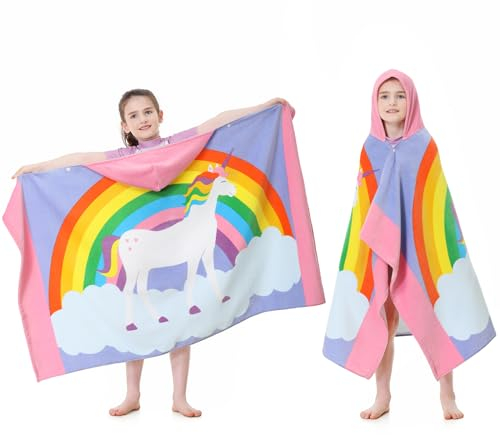 MOKANI Kids Cotton Hooded Towels | Super Soft & Thick & Super Absorbent | 50 x 30 Beach Bath Swimming Towels for Girls Boys Ages 3-12, Pink