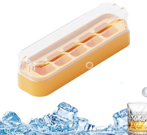 Eiswürfelbehälter für Gefrierschrank, Eiswürfelbereiter-Form - Leicht abnehmbare, flexible Eiswürfelform mit auslaufsicherem Deckel - Gerät zur Eiswürfelherstellung für Whisky, Tequila