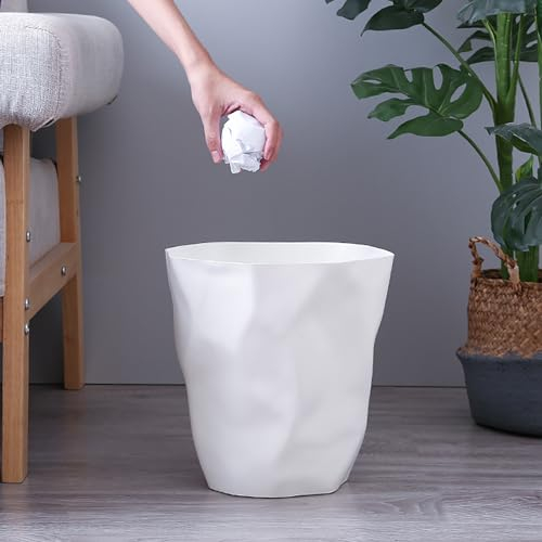 SIXRUN Contenedor de Basura Redondo, Contenedor de Basura Redondo, Contenedor de Basura de Gran Capacidad, Cesto de Basura para el Baño del Hogar (WHITE)