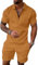 Hoefirm Herren Trainingsanzug Sommer Sportanzug 2 Teiliges Business Polo Hemd Set Kurzarm T-Shirts Kurze Hose Freizeitanzug Gelb M