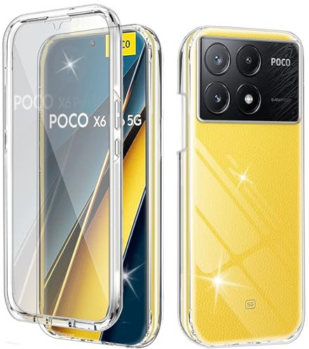 Cover per Xiaomi Poco X6 Pro 5G Antiurto Custodia per Xiaomi Poco X6 Pro 5G 360 Gradi con Protezione dello Schermo Integrata Trasparente Full Body Protettivo Case TPU Cover per Poco X6 Pro 5G, Clear