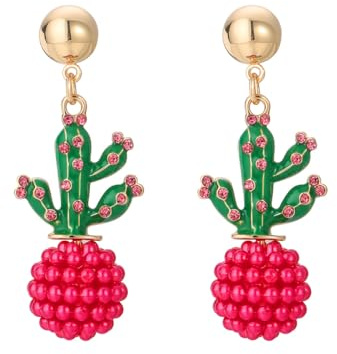 XUDEJUN Cactus Earrings for Women Cactus Dangle Drop Earrings Succulent Earrings Cactus Jewelry Gifts for Women, Silver