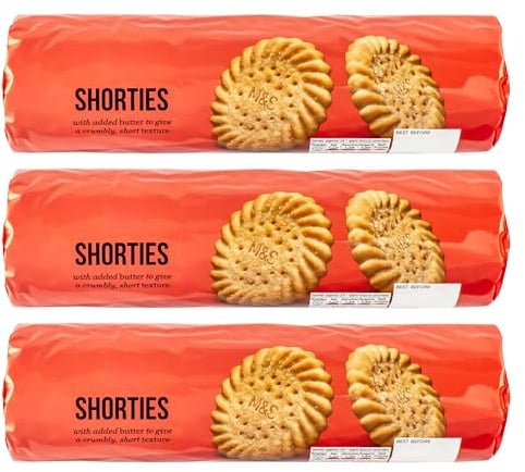 3 x 300g British Shorties, Traditional Shortcake Biscuits Made With Butter & Topped with Sugar - 900g