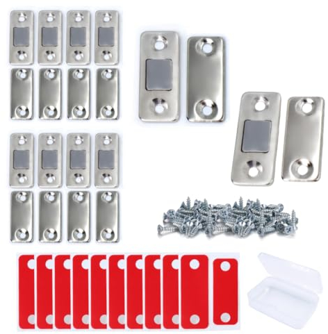 Cabinet Magnetic Catch 10 Pack Ultra Thin Magnetic Door Catch Stick on Drawer Magnets Cabinet Latch for Cupboard Wardrobe Kitchen Closet Door Closing Magnetic Door Catch Closer