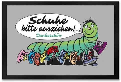 Tausendfüßler Fußmatte XXL in 50x75 cm mit Spruch Schuhe Bitte ausziehen - Dankeschön Perfekt für Haustüre und Hauseingang Turnschuhe Sneaker und High Heels ausziehen