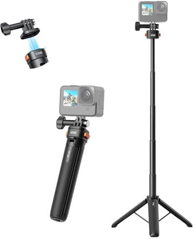 VRIG 20.8 Extendable Selfie Stick Tripod for GoPro Camera,Magnetic Quick Release Tripod for DJI OSMO Action 5Pro/4/3,GoPro Hero13 12 11 10 9,Insta 360 X5/x4/x3, Fathers Day for Gifts