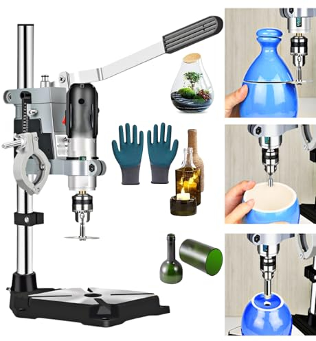 Kit Taglio Elettrico Bottiglie 37Pezzi, Taglierina Rotante Versatile per Bottiglie Vetro 72W, Tagliabottiglie Elettrico per Forare, Levigare, Lucidare, Smerigliare E Tagliare Bottigl