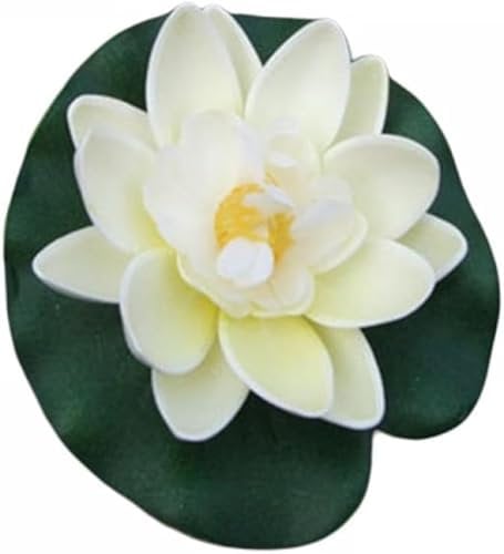 LNYMZD White Artificial Floating Foam Lotus Flower with Water Lilys Pad Ornanments, Lifelikes Fake Lotus Flowers for Patio Pond Pool Fish Tank Aquarium Wedding Party, Artificial Plants and Flowers
