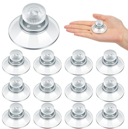 OXDFK 12 PCS Adhesive Suction Cups with Screws, 40 mm/1.6 in Suction Cup Plastic Suction Pads, Clear PVC Sucker Pad, Strong Adhesive Suction Hook Holder for Bathroom Wall Window Car Shade Door
