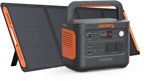 Jackery Explorer 1000 v2 Générateur Électrique Portable avec 200W Panneau Solaire, 1070Wh Batterie LFP, 1500W CA/100W USB-C Sortie, Charge Complète Rapide 1H via APP pour Plein Air,Camping-car,Urgence
