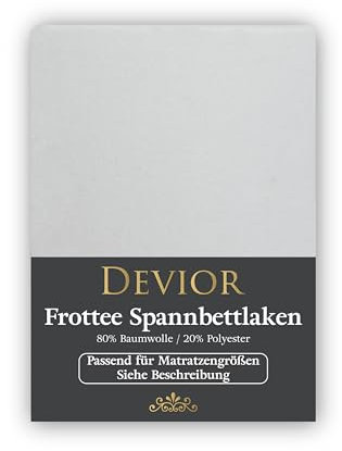 Devior Frottee Winter Spannbettlaken, Weiß, 140x200 – 160x200 cm – Kuscheliges Frottee Bettlaken 160 g/m² aus Baumwolle für Matratzen bis 22 cm Höhe – Oeko-TEX Made in Green Zertifiziert