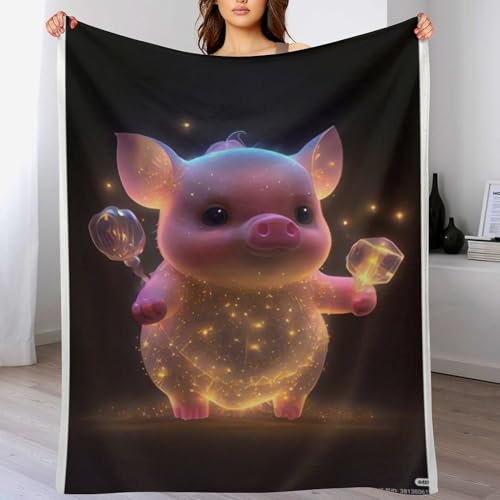 AAPZY süßes Schwein Kuscheldecken,Decke, 3D-Digitaldruck Kuscheldecke, Flannel Decke, Weich Wohndecke, Sofadecke Decke Für Kinder Jungen Erwachsene (100×130cm)