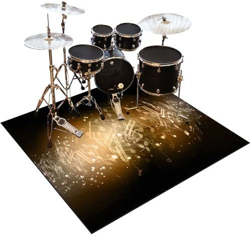 Tapis de Tambour Insonorisé, 180 x 140 cm Tapis pour Batterie Antidérapant Acoustique pour Kits de Batterie électronique Grosse Caisse Caisse Claire Et Autres Jeux de Bases Moquette Tapis Batterie