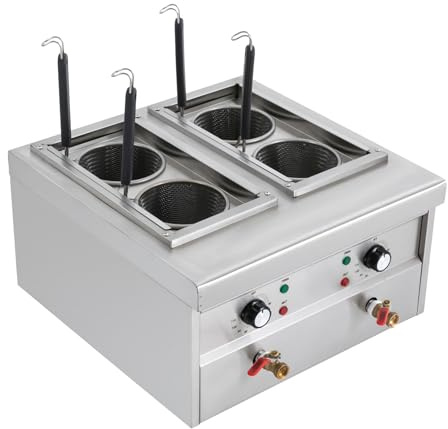 Hervidor de pasta eléctrico, olla para pasta, olla para pasta, olla para pasta, potencia 2 x 2 kW, diseño de 4 compartimentos, adecuado para cocinas y comedores