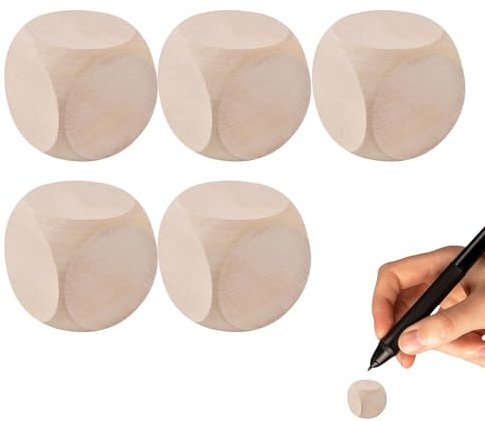 5X Würfel Aus Mit Einfachen Würfeln Würfelwürfel Blank Plain Unlaint Wood Six Sided Blanko Holzwürfel,Blanko Holzwürfel Würfelwürfel Mit Runden Ecken,6-seitige Leere Quadratische Blöcke 10mm