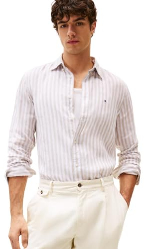 Tommy Hilfiger Men's Long Sleeve Casual Linen Button Down Shirts in Regular Fit Long Sleeve Casual Linen Button Down Shirts in Regular Fit (Pack of 1)