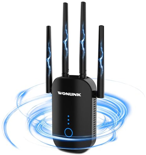WONLINK NE3501 Repeteur WiFi AC1200 Mbps,Amplificateur WiFi Puissant,Double Bande WiFi Extender avec WPS, 5GHz Booster WiFi Compatible avec Toutes Les Box Internet