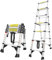 Telescopic Ladder 5+6 Step,Aluminum Lightweight Extension Ladder with Automatic Locking,Non-Slip Feet,Load 150kg/330lb,Multi-Purpose Collapsible Ladder for Household and Outdoor Working