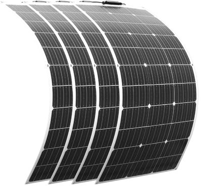 XINPUGUANG Panneau Solaire Souple 400W - 4pcs 100W 12V Monocristallin Panneau Solaire Flexible Photovoltaïque pour Camping-car, Bateau, Caravane