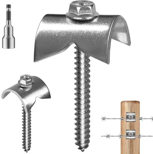 205Pcs Fence Staples Stainless Steel 304 Fencing Staples & Wood Staples Fence Screws for Chicken Wire Fencing - Heavy Duty Rust Proof U Nails for Farm, Ranch, Chain Link Fence (Bulk 205Pcs)