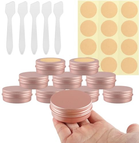 PQPAUTY Lot de 10 pots en aluminium 30ml – bocaux en aluminium ronde rose mat D52mm x H21mm avec couvercle – boite aluminium cosmétique pour bougies, DIY, rangement, voyage