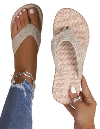 LIUHLFSR Tongs légères en Paille tressée for Femmes Convient pour La Plage, La Piscine, La Maison(37)