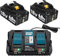 2X 18V 8.0Ah/8000mAh Ersatzakku für Makita + Dual Port 6A DC18RD Ladegerät für Makita Akku 18V Kompatibel mit BL1860 BL1860B BL1850B BL1850 BL1840B BL1830B LXT-400