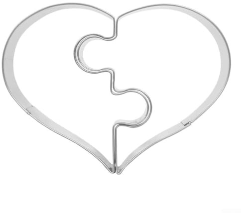 Ausstechformen mit Herz-Puzzle, Edelstahl, 2 Stück, für personalisierte Kekse, Backen, Hochzeit, Party, Geburtstag, Weihnachten
