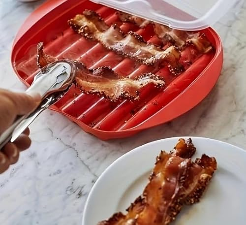 Microwave Bacon Crisper with Lid -Microwaveable Bacon Cooker Microwave Tray