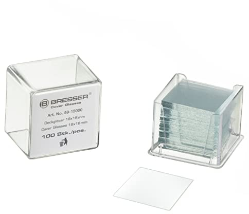 Bresser Deckgläser 22 x 22 mm - 100 Stück - Hochwertiges Mikroskop Zubehör für Präzise Mikroskopie Ergebnisse