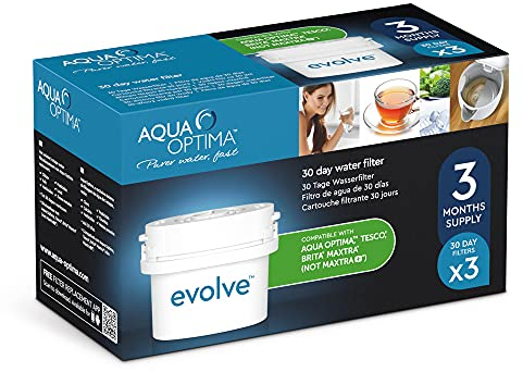 Aqua Optima EVS301 Evolve - paquete de 3 meses, filtros de agua de 3 x 30 días, Fit BRITA Maxtra (no * Maxtra +)