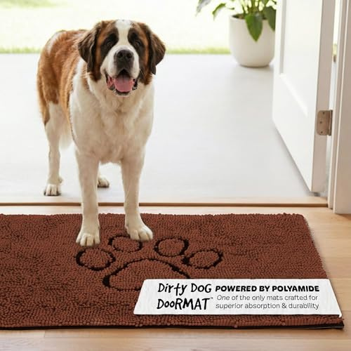 Dog Gone Smart Dirty Dog Microfiber Doormat, Super Absorbent Machine Washable with Non-Slip Backing, XL, Brown