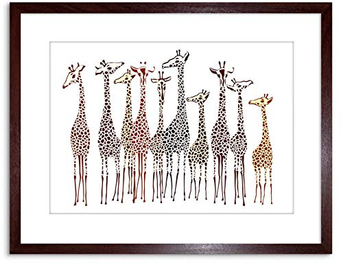 Wee Blue Coo Dt Group Of Giraffes Photo Framed Wall Art Print