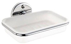 Haceka Seifenhalter Standard mit Kunststoffeinsatz, Plastik, Silber, 15 x 15 x 9 cm