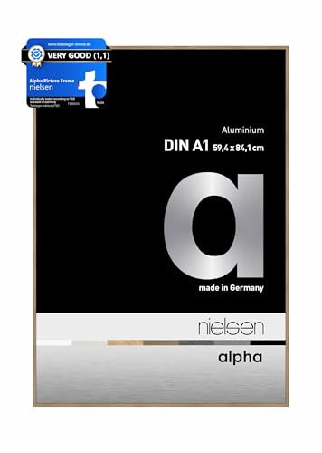 nielsen Alpha Oak Aluminium Picture Frame - A1, 59.4x84.1cm - with Float Glass and Easy Push-Turn Clips - For Photos and Art