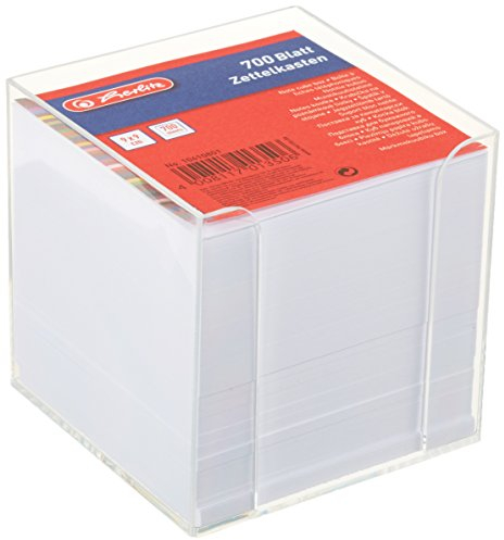 Herlitz 10410801 Zettelkasten, 9 x 9 x 9 cm, transparent 700 Blatt, weiß gefüllt