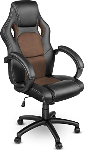 TRESKO Racing Chefsessel Bürostuhl Drehstuhl 14 Farbvarianten, gepolsterte Armlehnen, Wippmechanik, Lift SGS geprüft